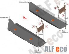Защита алюминиевая Alfeco для топливных баков УАЗ Пикап 2010-2021